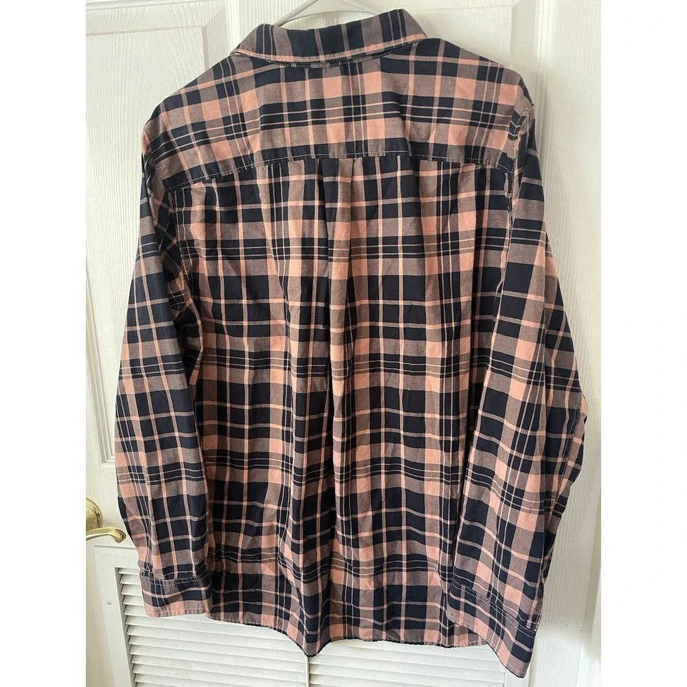 The‎ North Face Men's Large Pink Navy Plaid Button Front Shirt